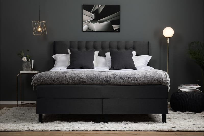 Lucky Komplett Sängpaket 180x200 Polyeter Diamant - Svart / Mörkgrå - Products - Möbler - Säng - Kontinentalsäng