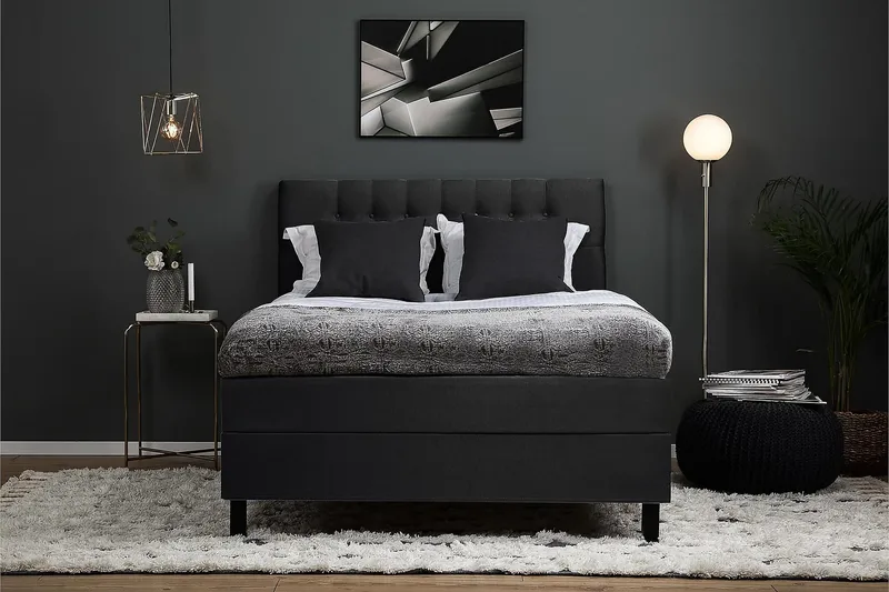 Lucky Kontinentalsäng 140x200Polyeter - Svart/Grå - Products - Möbler - Säng - Kontinentalsäng