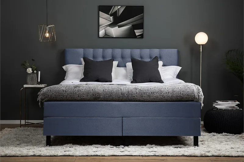 Lucky Kontinentalsäng 160x200Latexmadrass - Mörkblå - Products - Möbler - Säng - Kontinentalsäng