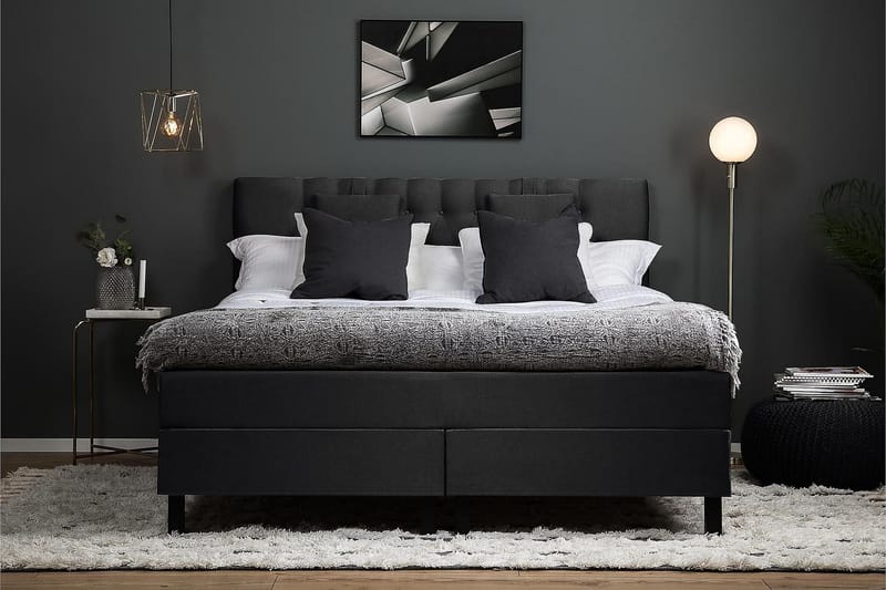Lucky Kontinentalsäng 160x200Latexmadrass - Svart/Grå - Products - Möbler - Säng - Kontinentalsäng