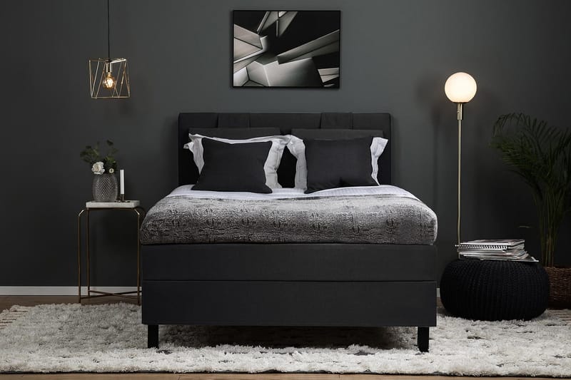 Lucky Sängpaket 120x200 Latexmadrass Slät  Svart/Grå - Svart/Grå - Products - Möbler - Säng - Enkelsäng