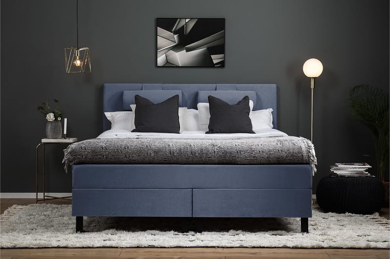 Lucky Sängpaket 180x200 Polyeter Slät - Mörkblå - Products - Möbler - Säng - Kontinentalsäng