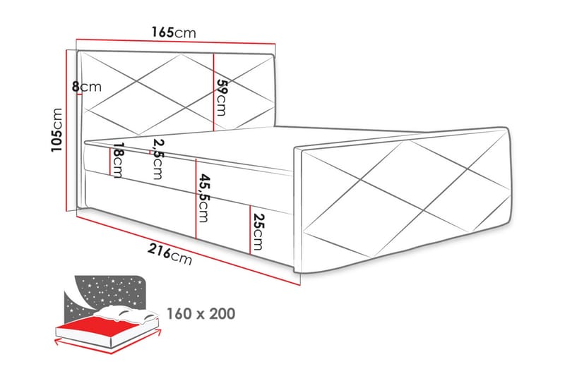 Milano Kontinentalsäng 160x200 cm med Sänggavel - Svart - Products - Möbler - Säng - Säng med förvaring