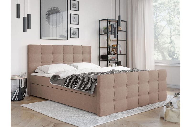 Milano Kontinentalsäng 160x210 cm - Rosa|Beige - Products - Möbler - Säng - Säng med förvaring