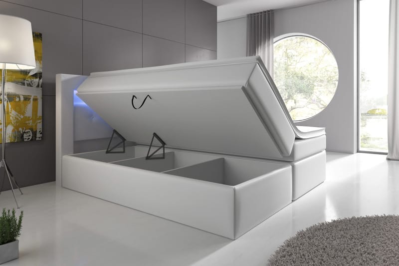 Modena Sängpaket 180x200 medFörvaring LED-belysning - Vit - Products - Möbler - Säng - Säng med förvaring