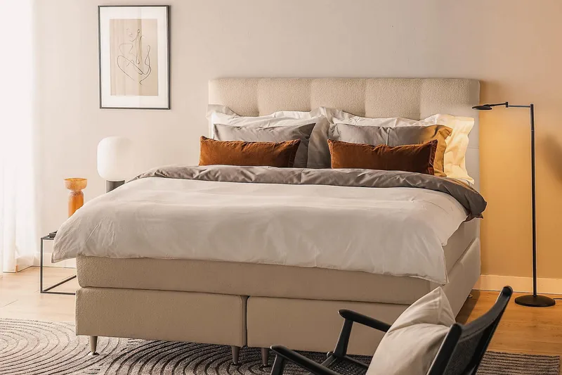 Oslo Lyx Kontinentalsäng Boucle 180x200 - Beige - Products - Möbler - Säng - Kontinentalsäng