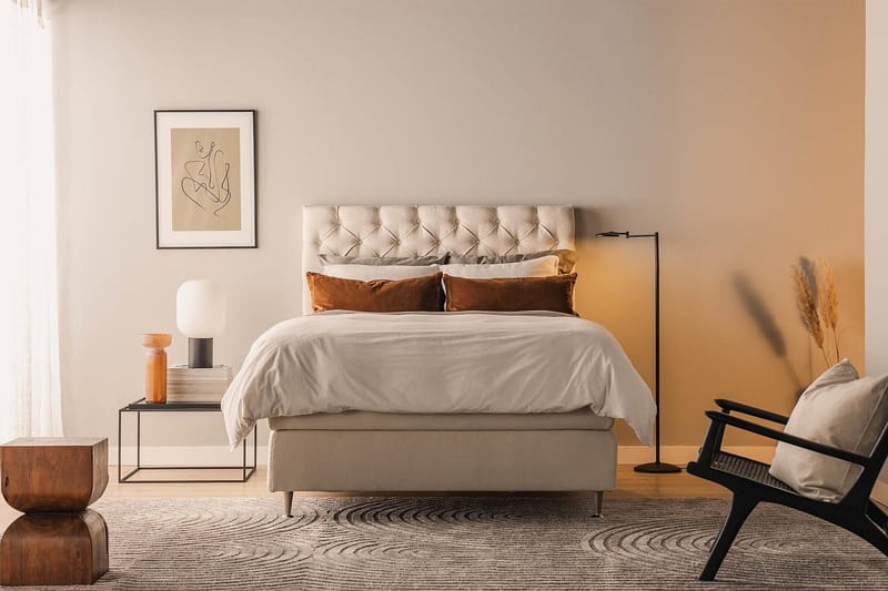 Oslo Lyx Sängpaket Boucle 120x200 Djuphäftad gavel - Ljusbeige - Products - Möbler - Säng - Kontinentalsäng