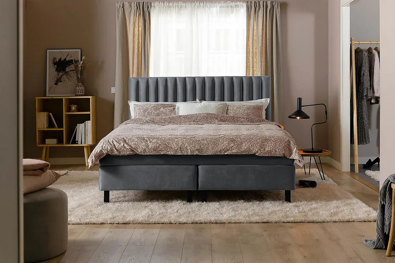 Princess Kontinentalsäng 120x200cm - Mörkgrå/Sammet - Products - Möbler - Säng - Enkelsäng