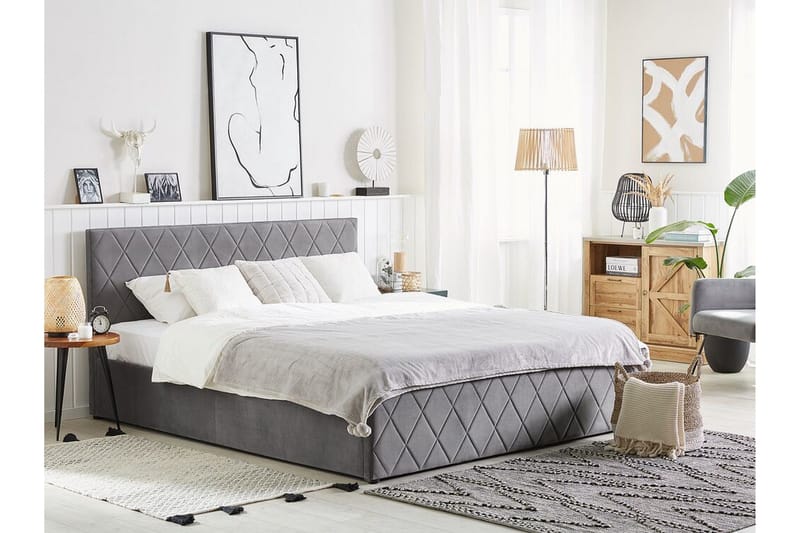 Rochefort Förvaringssäng 140x200 cm - Sammet/Grå - Products - Möbler - Säng - Säng med förvaring