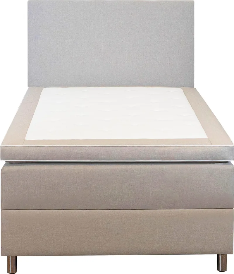 Säng 120x200 cm beige med förvaring 5 zoner pocket - Sänggavel ingår, beige