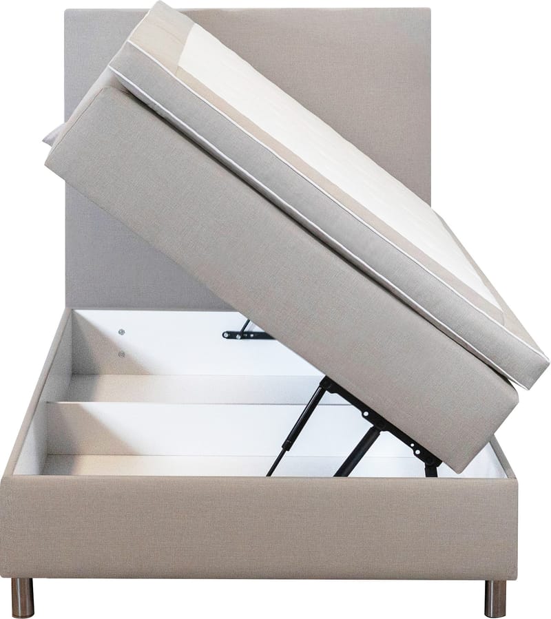 Säng 120x200 cm beige med förvaring 5 zoner pocket - Sänggavel ingår - beige - Products - Möbler - Säng - Säng med förvaring