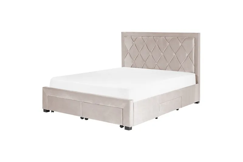 Säng med förvaringslådor Lievin - Beige, 160x200 cm - Products - Möbler - Säng - Säng med förvaring