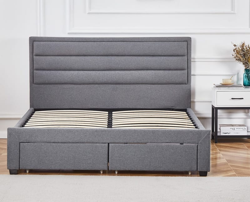Sängram Älmhult Grå med Förvaringslådor - 160 x 200 cm - Products - Möbler - Säng - Säng med förvaring