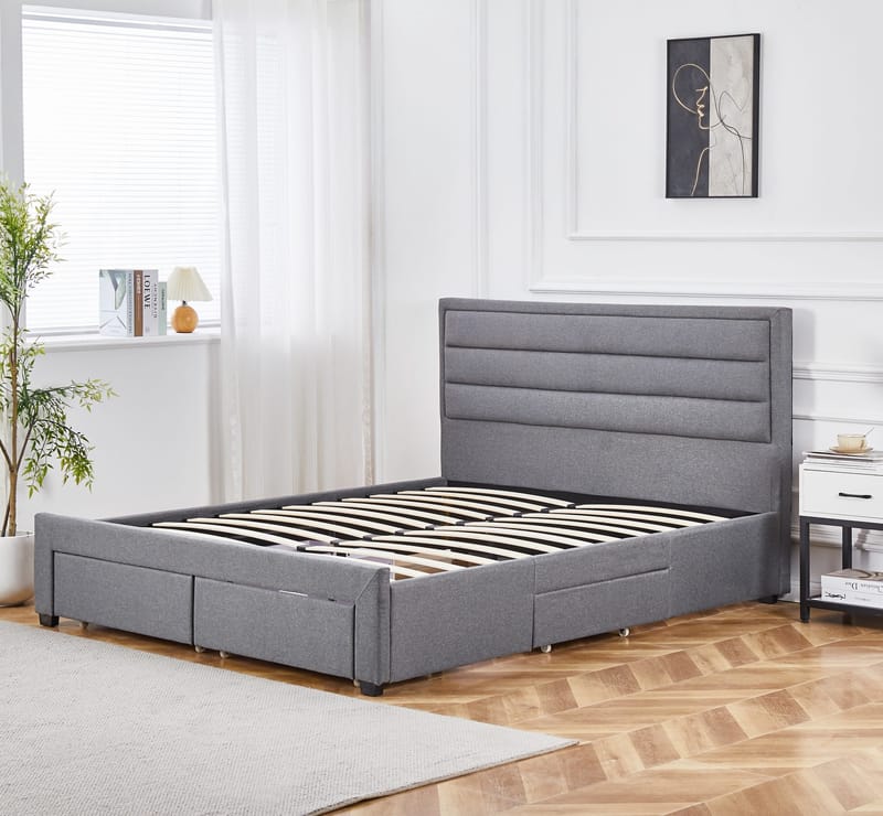 Sängram Älmhult Grå med Förvaringslådor - 160 x 200 cm - Products - Möbler - Säng - Säng med förvaring