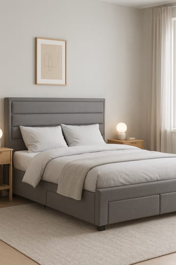 Sängram Älmhult Grå med Förvaringslådor - 160 x 200 cm - Products - Möbler - Säng - Säng med förvaring
