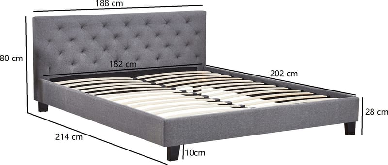 Sängram 180 x 200 cm - Grå - Inklusive sänggavel - Grå - Products - Möbler - Säng - Sängram & sängstomme