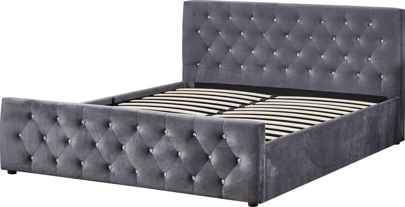 Sängram Dubai Sammet med Förvaring 160x200 cm - Grå - Products - Möbler - Säng - Säng med förvaring