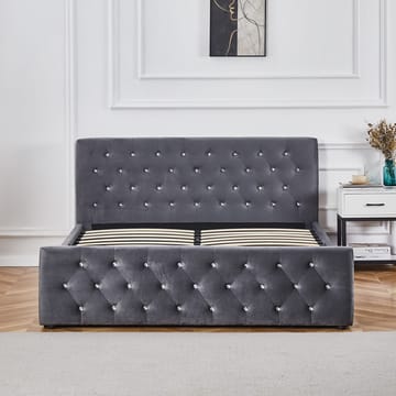 Sängram Dubai Sammet med Förvaring 160x200 cm - Grå - Products - Möbler - Säng - Säng med förvaring