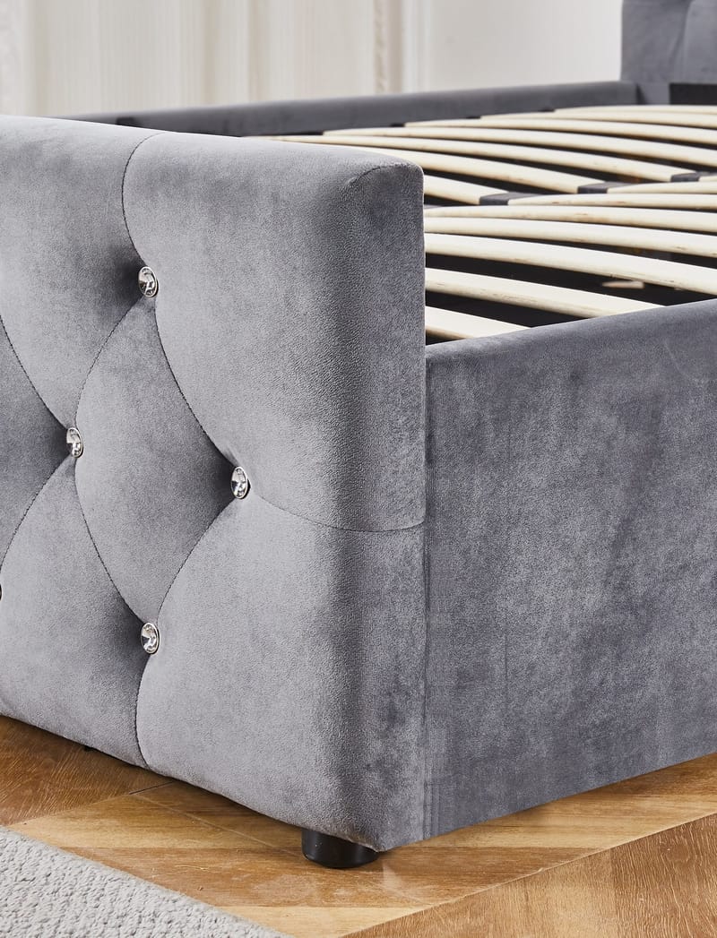 Sängram Dubai Sammet med Förvaring 160x200 cm - Grå - Products - Möbler - Säng - Säng med förvaring