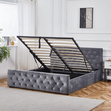 Sängram Dubai Sammet med Förvaring 160x200 cm - Grå - Products - Möbler - Säng - Säng med förvaring
