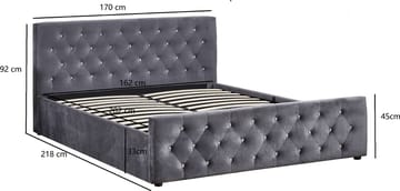 Sängram Dubai Sammet med Förvaring 160x200 cm - Grå - Products - Möbler - Säng - Säng med förvaring