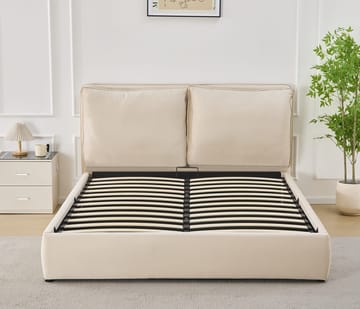 Sängram lyx 160 x 200 cm - Beige - Beige - Products - Möbler - Säng - Säng med förvaring