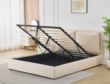 Sängram lyx 160 x 200 cm - Beige - Beige - Products - Möbler - Säng - Säng med förvaring