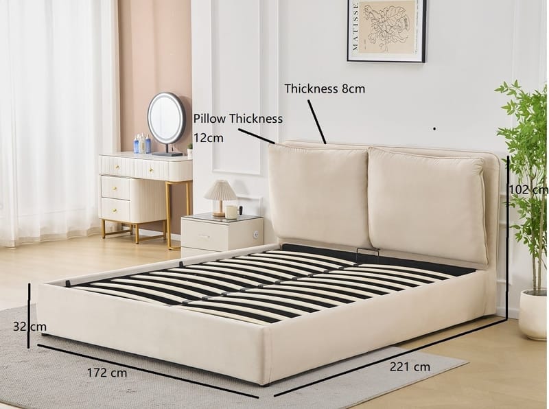 Sängram lyx 160 x 200 cm - Beige - Beige - Products - Möbler - Säng - Säng med förvaring