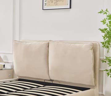 Sängram lyx 160 x 200 cm - Beige - Beige - Products - Möbler - Säng - Säng med förvaring