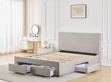 Sängram med förvaring 160 x 200 cm - Grå - Grå - Products - Möbler - Säng - Säng med förvaring