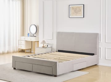 Sängram med förvaring 160 x 200 cm - Grå - Grå - Products - Möbler - Säng - Säng med förvaring