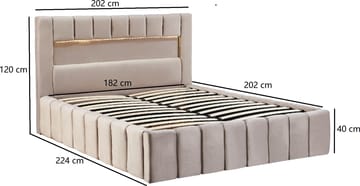 Sängram med led-belysning 180x200 cm - Beige - Products - Möbler - Säng - Sängram & sängstomme