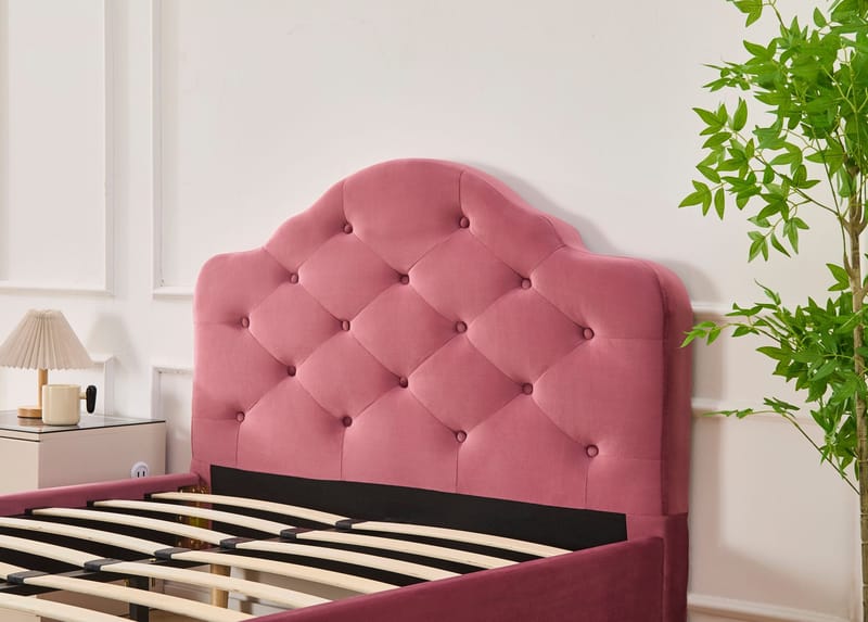 Sängram rosa inklusive sänggavel - 120 x 200 cm - Rosa - Products - Möbler - Säng - Sängram & sängstomme