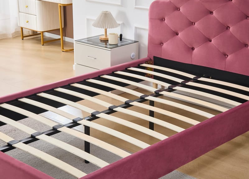 Sängram rosa inklusive sänggavel - 120 x 200 cm - Rosa - Products - Möbler - Säng - Sängram & sängstomme