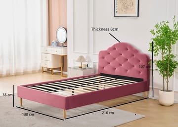 Sängram rosa inklusive sänggavel - 120 x 200 cm - Rosa - Products - Möbler - Säng - Sängram & sängstomme