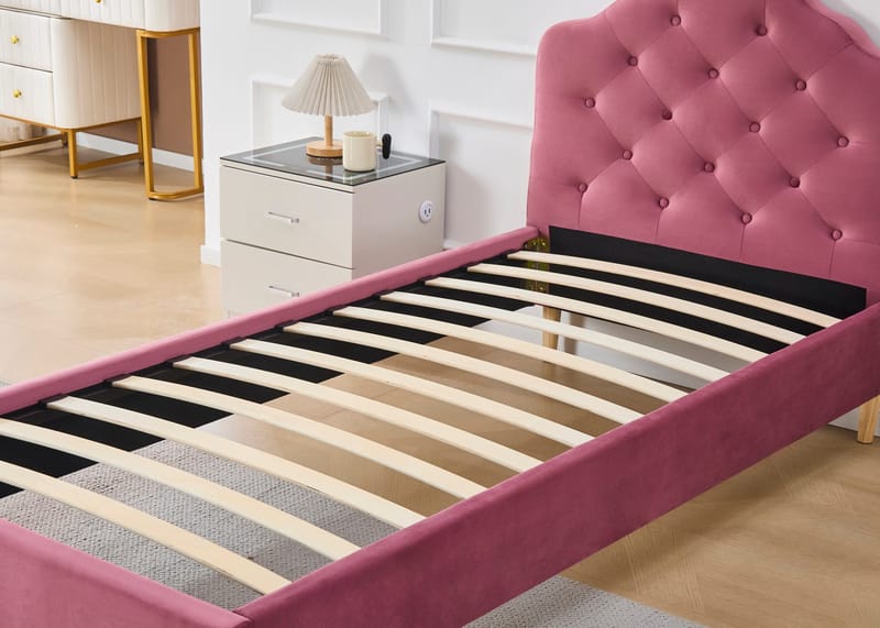 Sängram rosa sammet - 90 x 200 cm - Rosa - Products - Möbler - Säng - Sängram & sängstomme