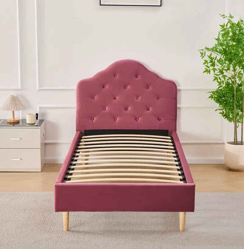 Sängram rosa sammet - 90 x 200 cm - Rosa - Products - Möbler - Säng - Sängram & sängstomme