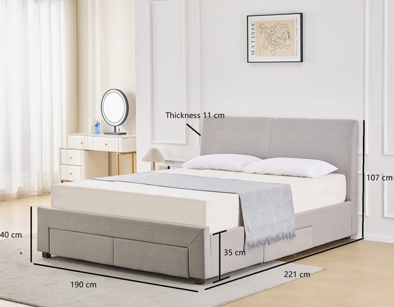 Sängram Vaxö med Förvaring 180x200 cm - Grå - Products - Möbler - Säng - Säng med förvaring