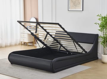 Sängram Prince Konstläder med Förvaring 160x200 cm - Svart - Products - Möbler - Säng - Säng med förvaring