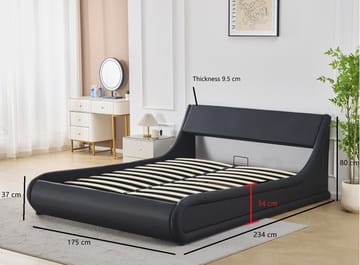 Sängram Prince Konstläder med Förvaring 160x200 cm - Svart - Products - Möbler - Säng - Säng med förvaring