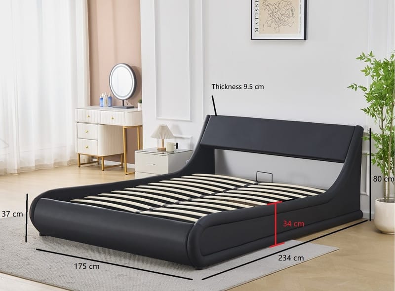 Sängram Prince Konstläder med Förvaring 160x200 cm - Svart - Products - Möbler - Säng - Säng med förvaring