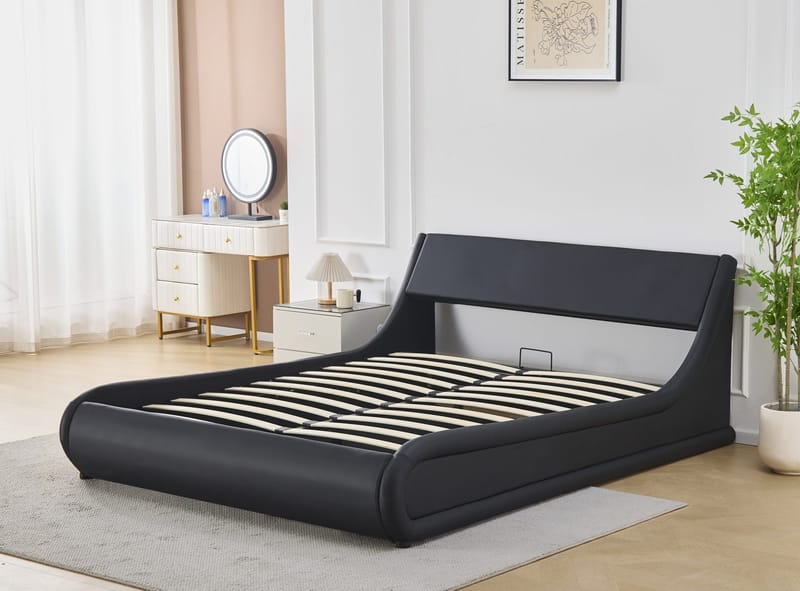 Sängram Prince Konstläder med Förvaring 160x200 cm - Svart - Products - Möbler - Säng - Säng med förvaring