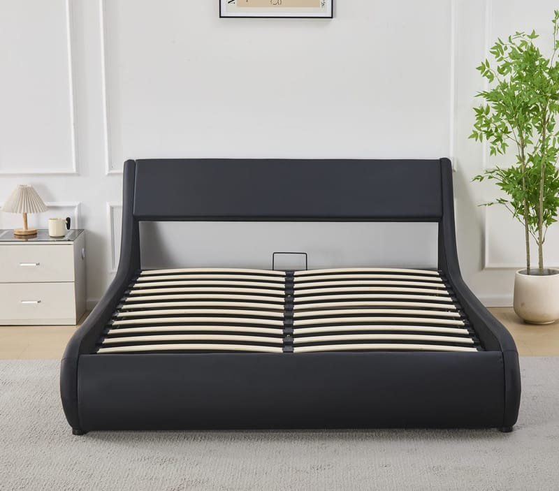 Sängram Prince Konstläder med Förvaring 160x200 cm - Svart - Products - Möbler - Säng - Säng med förvaring