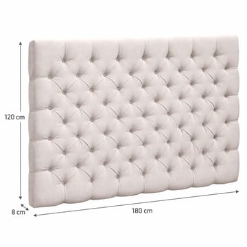 Joluma Stoppad Sänggavel & Huvudgavel 180 cm i Plysch med Knappar - Ljusbeige - Products - Möbler - Säng - Sängtillbehör & sänggavel - Sänggavel