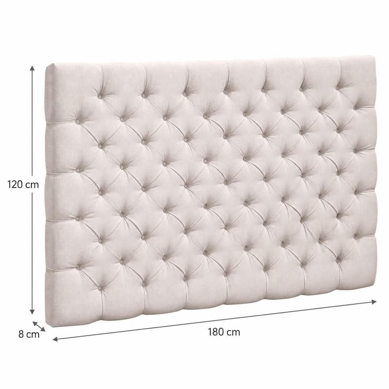 Joluma Stoppad Sänggavel & Huvudgavel 180 cm i Plysch med Knappar - Ljusbeige - Products - Möbler - Säng - Sängtillbehör & sänggavel - Sänggavel