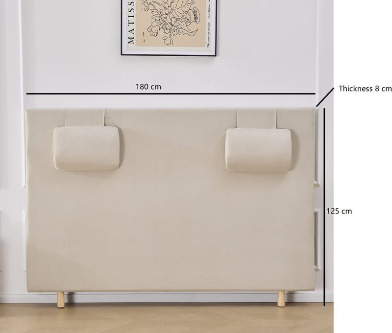 Sänggavel med nackkuddar 180 x 125 cm - Beige - Beige - Products - Möbler - Säng - Sängtillbehör & sänggavel - Sänggavel