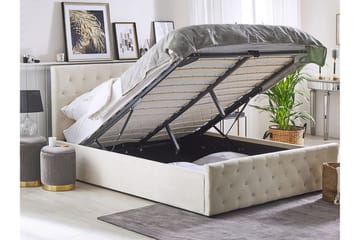 Saleux Förvaringssäng 140x200 cm - Sammet/Beige - Products - Möbler - Säng - Säng med förvaring