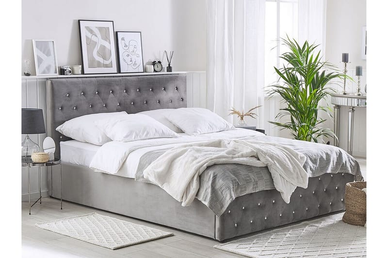 Saleux Förvaringssäng 140x200cm - Sammet/Grå - Products - Möbler - Säng - Säng med förvaring