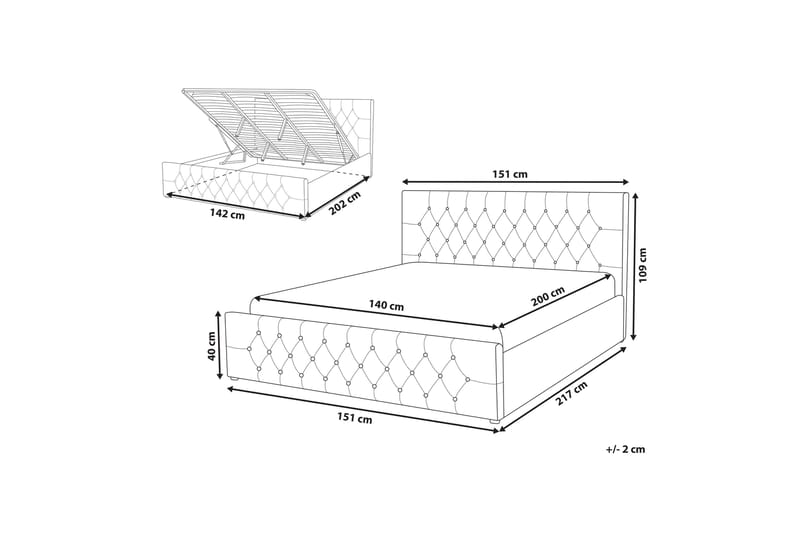 Saleux Förvaringssäng 140x200cm - Sammet/Grå - Products - Möbler - Säng - Säng med förvaring