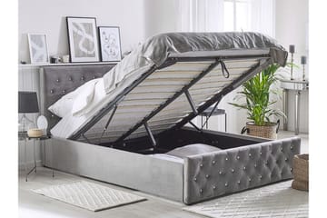 Saleux Förvaringssäng 140x200cm - Sammet/Grå - Products - Möbler - Säng - Säng med förvaring